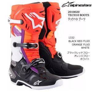 Alpinestars 2010020 TECH10 BOOTS (1332 BLACK RED.F ORANGE.F WHITE) アルパインスターズ テック10 (ブラックレッド.Fオレンジ.Fホワイト) 正規品 オフロード