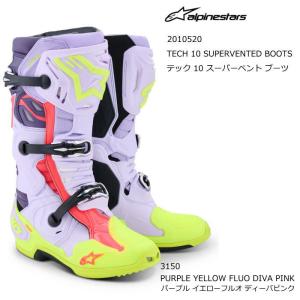 Alpinestars 2010520 TECH 10 SUPERVENTED BOOTS(3150 PURPLE YELLOW FLUO DIVA PINK) アルパインスターズ テック10 スーパーベントブーツ 正規品 オフロード MX