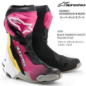 Alpinestars 2220021 SUPERTECH-R BOOT (1634 BLACK MAGENTA WHITE YELLOW FLUO) アルパインスターズ スーパーテックR ブーツ 正規品 オンロード レーシング