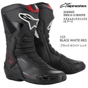 Alpinestars 2223025 SMX-6 v3 BOOTS (123 BLACK WHITE RED) アルパインスターズ エスエムエックス6 (ブラックホワイトレッド) 正規品 オンロード ライディング