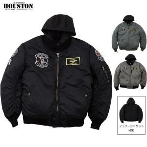 HOUSTON 処分特価 秋冬モデル MA-1 BLACK KNIGHTS M/C JAC