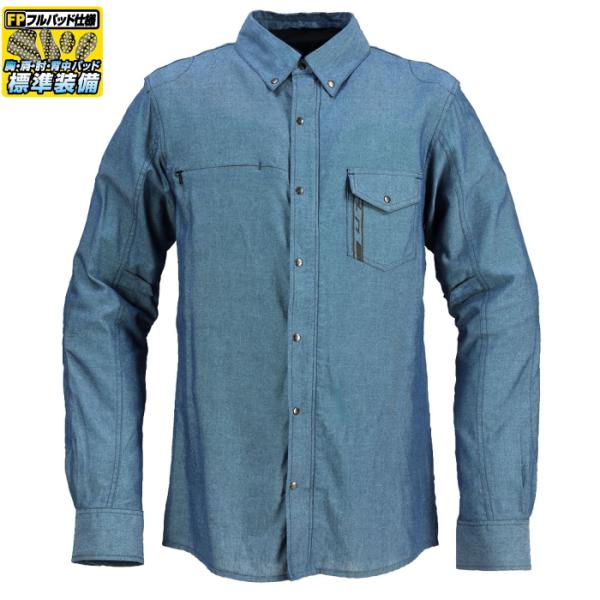 サイズ交換可能 ラフアンドロード RR1004 ラフライドシャツFP (シャンブレーネイビー) 胸・...
