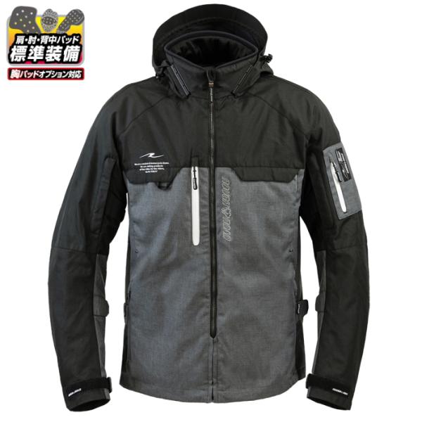 サイズ交換可能 ラフアンドロード RR7259 エアベントラフパーカー (ブラック×ガンメタ) バイ...