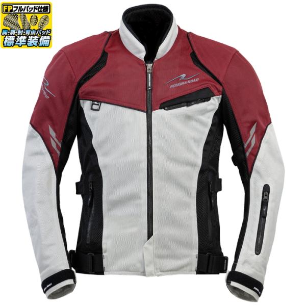 サイズ交換可能 ラフアンドロード RR7350 ジェットエアメッシュジャケットFP (バーガンディー...