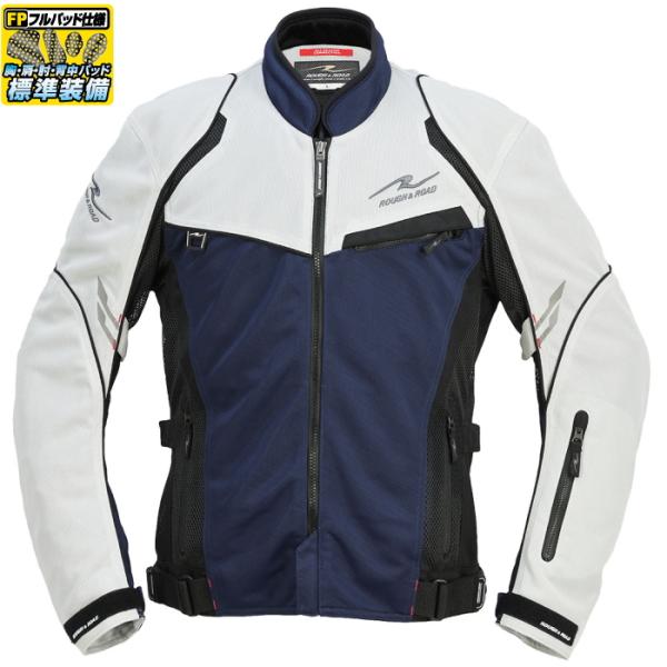 サイズ交換可能 ラフアンドロード RR7350 ジェットエアメッシュジャケットFP (ネイビー) バ...