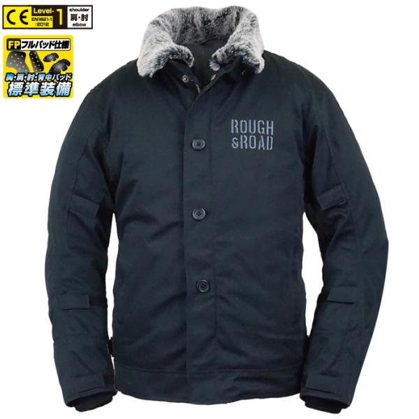 サイズ交換可能 ラフアンドロード RR7691 N-1RボアウインタージャケットFP (ブラック) ...
