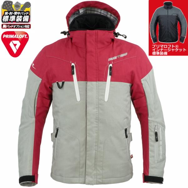 サイズ交換可 ラフアンドロード RR7698 WSプリマロフト(R)ウォームパーカー (レッド×グレ...