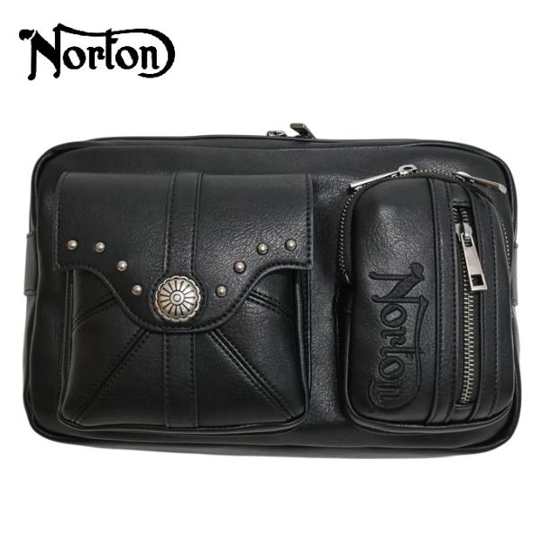 ノートン Norton 服 アパレル 261N8501 PU レザースタッズ付き ボディバッグ ショ...