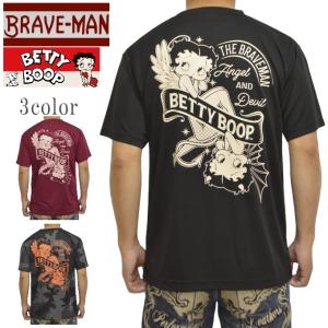 ブレイブマン ベティブープ BBB-2440 ドライ 半袖Ｔシャツ ドライ生地 吸汗速乾 UVカット ベティちゃん BRAVE MAN BETTY BOOP トップス メンズ｜roughriders