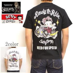 スカルワークス ベティ コラボ BTY-52 半袖Tシャツ ホットロッドベティ SKULL WORKS メンズ｜roughriders