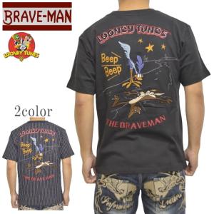 ブレイブマン ルーニーテューンズ LTB-2408 半袖Ｔシャツ 天竺半袖TEE ロードランナー ワイリーコヨーテ BRAVE MAN LOONEY TUNES トップス メンズ｜roughriders