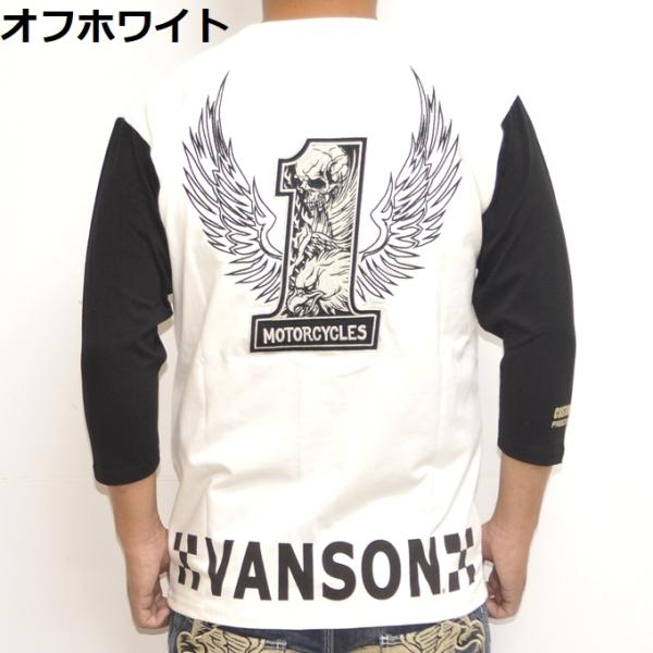 バンソン VANSON NVLT-2111 ベア天 6分袖Ｔシャツ フライングワン バイク バイカー...