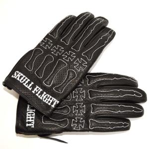 スカルフライト パンチング レザー ボーン グローブ SKULL FLIGHT