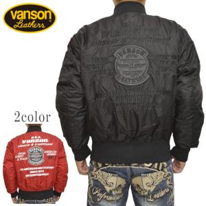 VANSON◇フライトジャケット/L/ナイロン/BLK/総柄/vs578rs-w1901-ma1