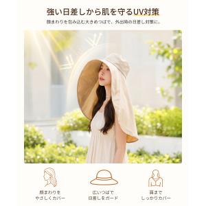 帽子 レディース 日よけ帽子 UVカット つば...の詳細画像3
