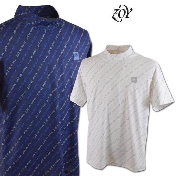 ZOY  半袖ハイネックシャツ ゴルフ ゴルフウェア ゾーイ メンズ 春夏用 白 紺 M L LL ...