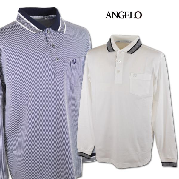 アンジェロ 長袖ポロシャツ ゴルフウェア メンズ 春夏用 白 紺 M L LL 62-1899-04