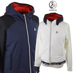 【美品】and per se フード付きジャケット and per se（アンパスィ） フード付 ジップジャケット ボーダー柄