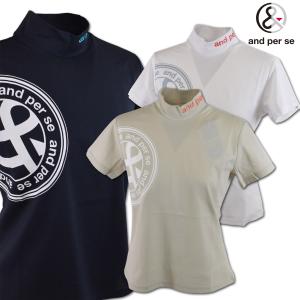 アンパスィ 半袖ハイネックシャツ ゴルフウェア レディース アンパシー 春夏用 紺 M L LL afs9516v2