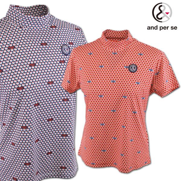 アンパスィ 半袖ハイネックシャツ ゴルフウェア レディース アンパシー 春夏用 紺 M L LL a...