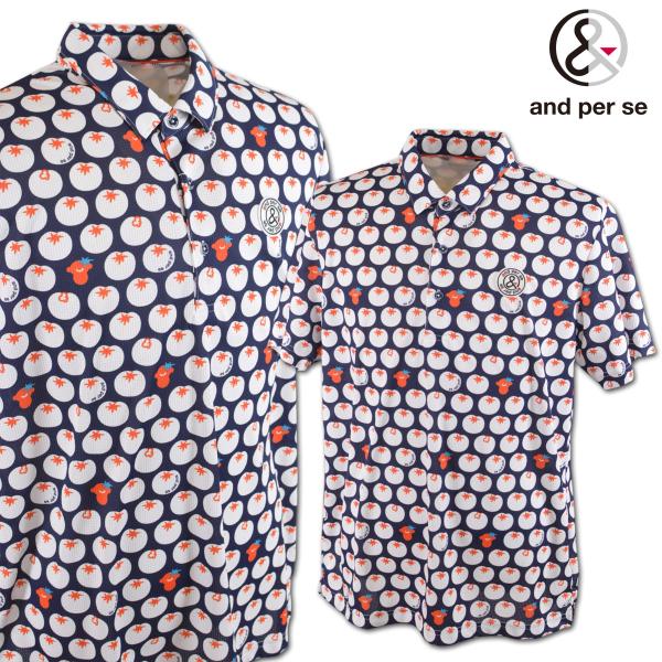 アンパスィ 半袖ポロシャツ ゴルフウェア メンズ アンパシー 春夏用 紺 白 M L LL ams9...