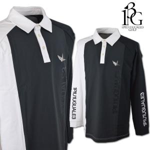 1PIU1UGUALE3 GOLF 半袖ポロシャツ ロゴ総柄 ブラック系 6