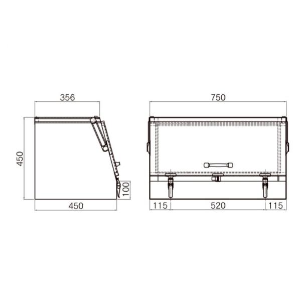 2751036 750Aステンレス スライドオープン工具箱中間鋼種|代引き不可|個人宅配送不可|メー...