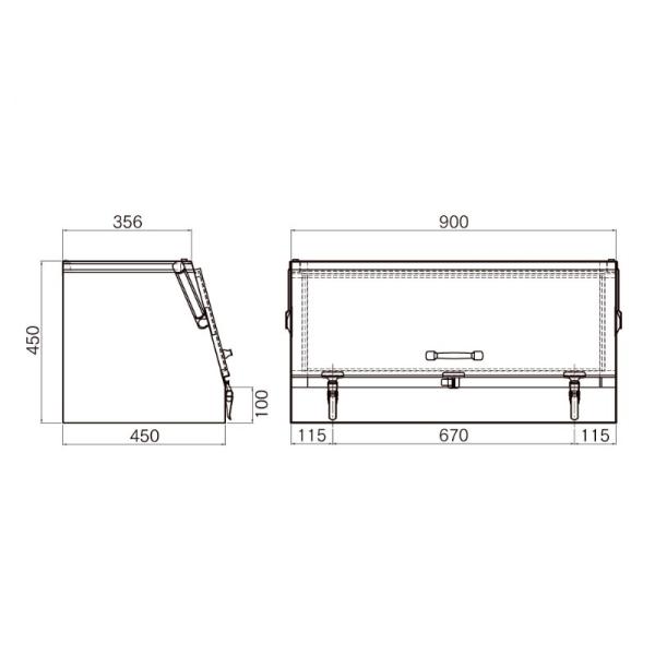 2751035 ステンレススライドオープン工具箱 900A 中間鋼種|代引き不可|個人宅配送不可|メ...