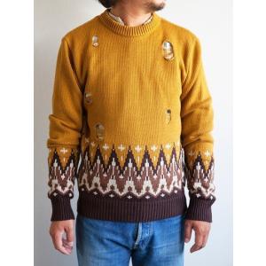 Varde77(バルデセブンティセブン)〜JACQUARD DAMAGE SWEATER MUSTARD〜｜route66amboy