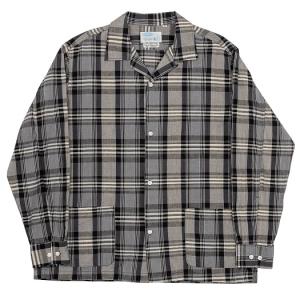 WORKERS(ワーカーズ)〜Open Collar Shirt, Grey Madras〜｜route66amboy