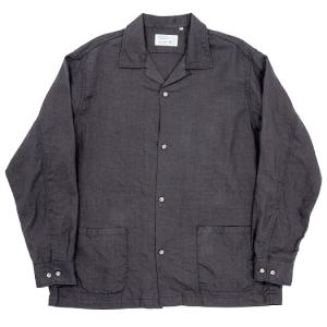 WORKERS(ワーカーズ)〜Open Collar Shirt, Black Linen〜｜Amboy