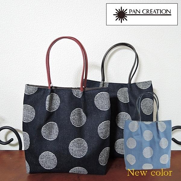 トートバッグ レディーストートバッグ デニムバッグ ミニトート ドット柄 PAN CREATION ...