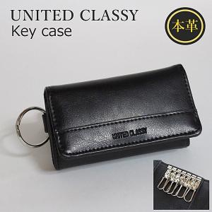 キーケース 牛革 メンズ レディース 6連 レザーキーケース 黒 本革