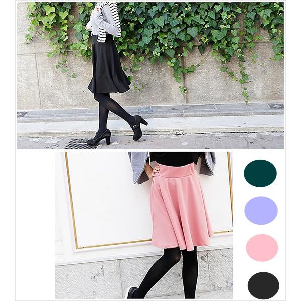 スカート フレアスカート シンプル 無地 ひざ丈 オフィスカジュアル ブラック グリーン パープル ...