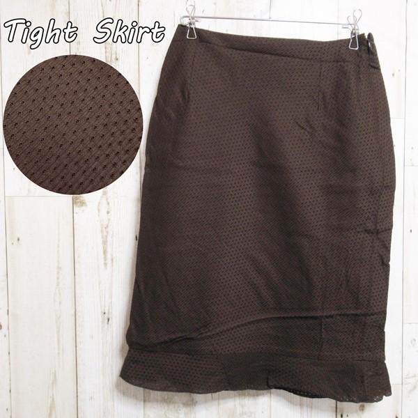 タイトスカート コットンレース コットン 綿 裏地付き ブラウン レディース ボトムス 春 夏 秋 ...