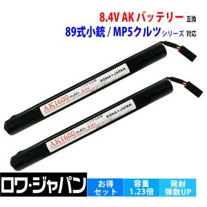 2個セット 東京マルイ対応 AK バッテリー 互換 8.4V ニッケル水素 大容量 1600mAh No.166 AK47 HC AK47S H&K MP5K HC 電動ガン用 ロワジャパン