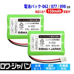 2個セット NTT対応 CT-デンチパック-062 / 077 / 098 コードレス子機 互換 充電池 ロワジャパン｜rowa