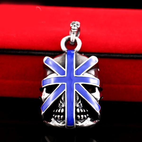 ネックレス ステンレス メンズ ペンダント 英国旗 旗 イギリス スカル 国旗 英国 ガイコツ ドク...