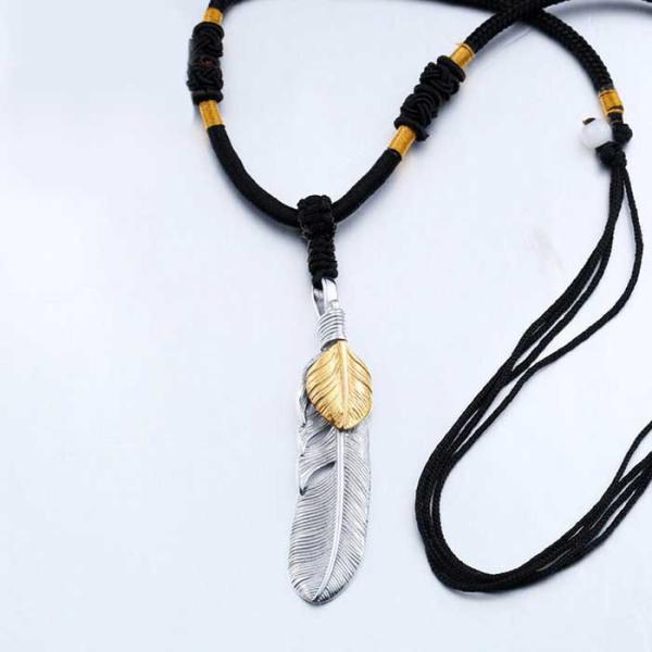 ネックレス ステンレス メンズ ペンダント フェザー 羽根 鳥 羽 羽毛 アンティーク シンプル ユ...