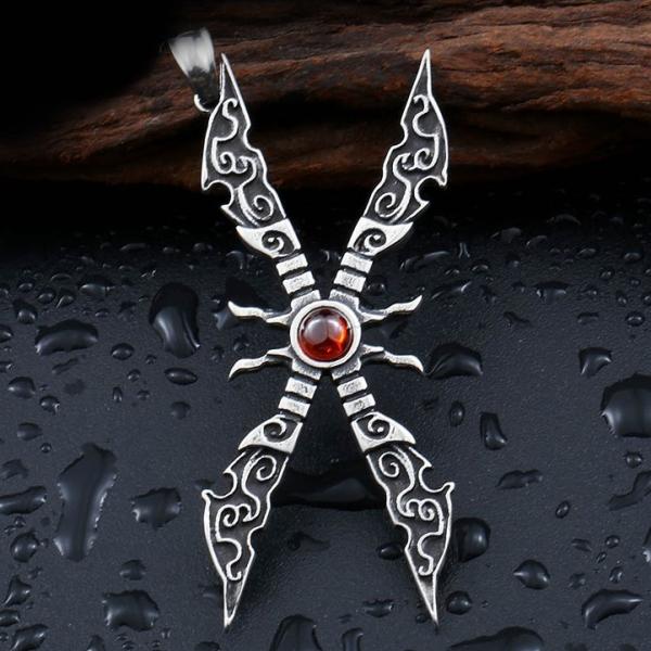 ネックレス ステンレス メンズ ペンダント CZ キュービックジルコニア ストーン ナイフ 大きめ ...