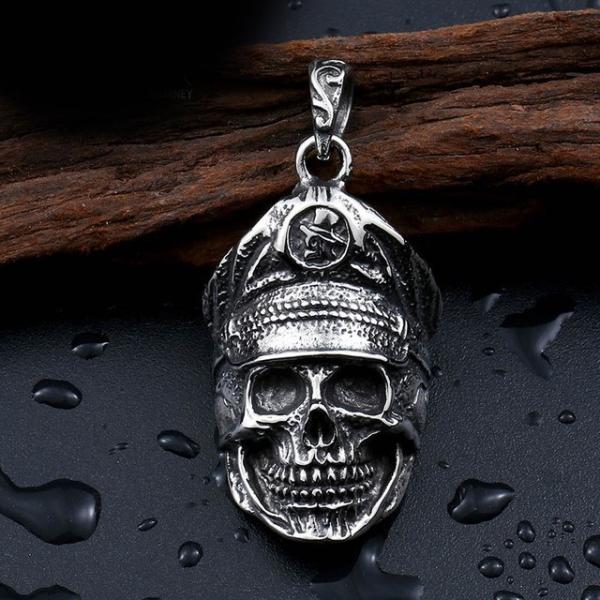 ネックレス ステンレス メンズ ペンダント 骸骨 スカル ドクロ 軍人 戦士 ソルジャー ユニーク ...