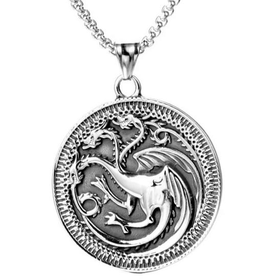 ネックレス ステンレス メンズ ペンダント ドラゴン 龍 竜 丸 ラウンド サークル パンク ロック...