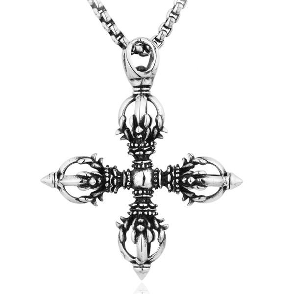 ネックレス ステンレス メンズ ペンダント シンメトリー クロス 十字架 立体 かっこいい ユニセッ...