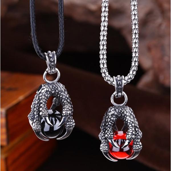 ネックレス ステンレス メンズ ペンダント ドラゴン ストーン キュービックジルコニア CZ 爬虫類...