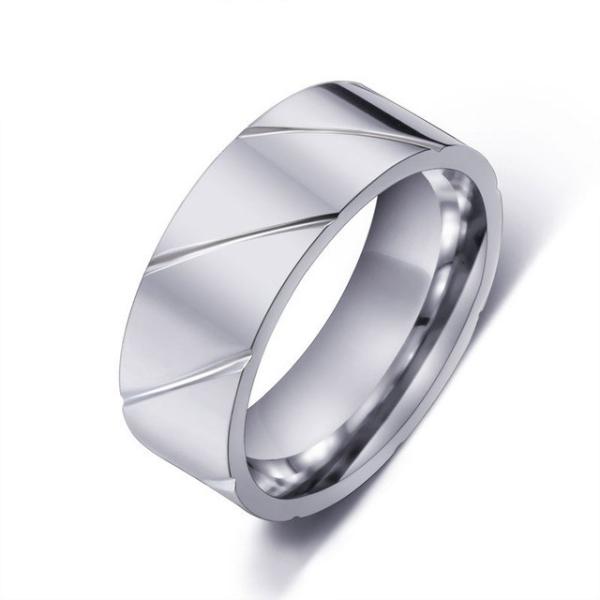 シンプルラインリング 斜線 シンプルなシルバーリング 幾何学 ステンレス 高品質316Lサージカルス...