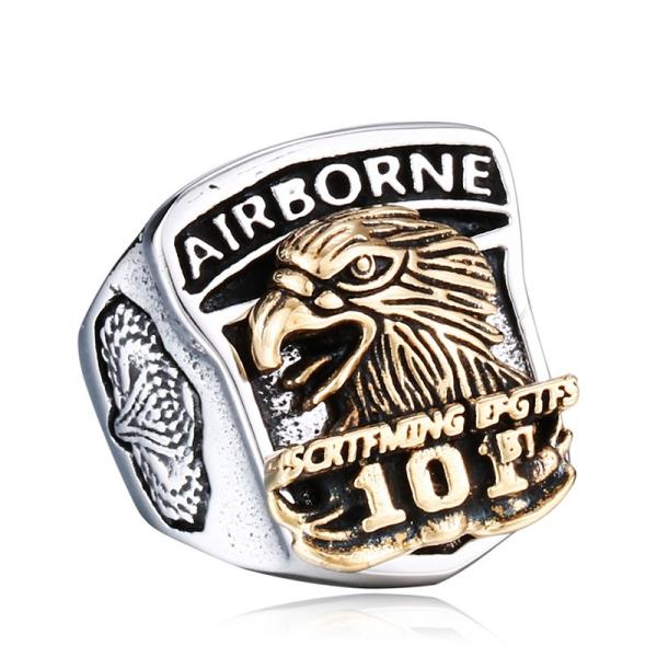 リング 指輪 メンズ ステンレス イーグル ワシ 鷲 鷹 タカ ミリタリー アメリカ エアーボーン ...
