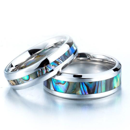 リング 指輪 シェル 貝 メンズ ステンレス オーロラ シンプル 316Lサージカルステンレス シル...