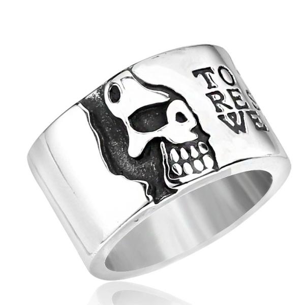 リング 指輪 メンズ ステンレス サージカルステンレス ハーフ 半分 スカル 髑髏 ガイコツ ドクロ...