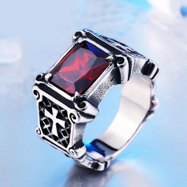 リング 指輪 メンズ ステンレス クロスストーンリング サージカルステンレス クロス 十字架 ストー...