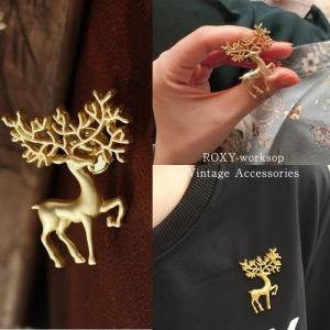 トナカイ ブローチ ヴィンテージ 鹿 アクセサリー クリスマス パーティ